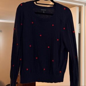 Banana Republic Red Hearts Dark Blue Italian Merino Blend Sweater (Valentine’s)